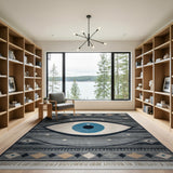 Evil Eye Grey Heritage Tribal Area Rug