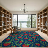 Strawberry Vine Fruit Pattern Area Rug
