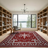 Crimson Snowflake Persian Area Rug