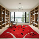 Fruit Pattern Red Vibrant Watermelon Slice Area Rug