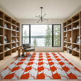 Bold Red Geometric Pattern Area Rug