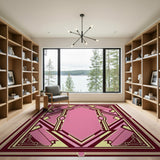 Pink Art Deco Geometric Area Rug