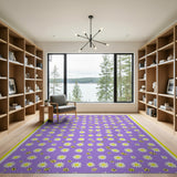 Purple Daisy Bumblebee Floral Area Rug