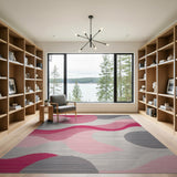 Abstract Pink Wave Area Rug