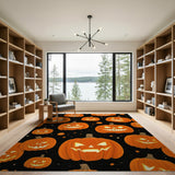 ODIKA Halloween Pumpkin Washable Area Rug - Non-Slip Low Pile Spooky Decor