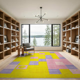Whimsical Smiley Faces Yellow Area Rug