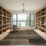 Black Beige Heritage Tribal Geometric Rug