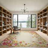 Vintage Pink Peony Border Area Rug