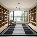 Bold Black White Geometric Grid Geometric Modern Area Rug