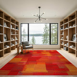 Vibrant Red-Orange Geometric Area Rug