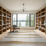 Abstract Area Wavy Beige Neutral Abstract Area Rug
