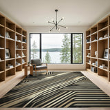 Distressed Geometric Stripe Area Rug in Black Grey