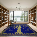 Golden Tree of Life Navy Blue Persian Rug