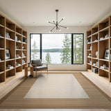 Beige Area Rug with Brown Tan Woven Border