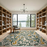 Whimsical Vine Floral Bunny Pattern Rug