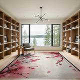 Pink Cherry Blossom Watercolor Area Rug