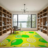 Lemon Lime Fruit Pattern Yellow Area Rug