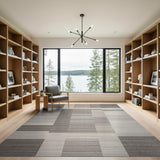 Grey Modern Grey Geometric Block Stripe Rug