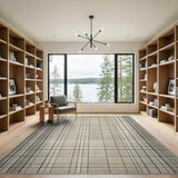 Beige Neutral Grid Modern Area Rug