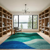 Ocean Wave Blue Teal Area Rug