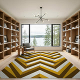 Yellow Vibrant Yellow Zigzag Geometric Area Rug
