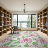 Floral Vintage Pink Vintage Pink Daisy Floral Area Rug