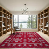 Traditional Persian Red Snowflake Persian Area Rug