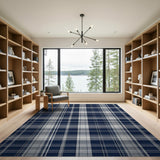 Geometric Modern Blue and Teal Navy Blue Plaid Area Rug