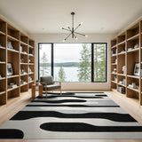 Modern Black White Abstract Area Rug