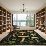 Red Fly Agaric Mushroom Botanical Area Rug