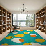 Playful Teal Egg Yolk Area Rug