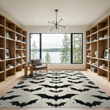 Spooky Black Bats Silhouette Area Rug