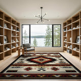 Southwestern Tribal Area Rug with Red Diamond Motif