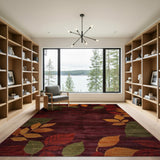 Autumn Leaves Maroon Area Rug
