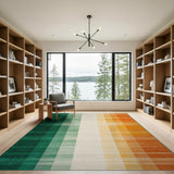 Ombre Green to Orange Vertical Stripe Area Rug