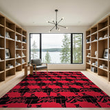 Bold Red Black Heritage Tribal Area Rug