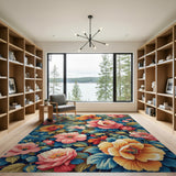 Vibrant Peony Garden Multi-Color Area Rug
