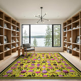 Whimsical Easter Egg Mosaic Yellow Area Rug