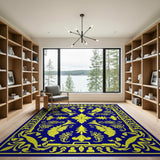 Navy Blue and Gold Ornate Persian Area Rug