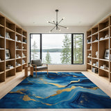 Indigo Agate Gold Vein Abstract Area Rug