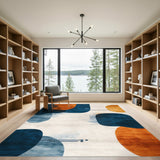Blue Teal Orange Abstract Area Rug