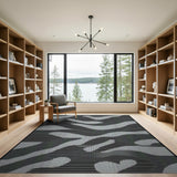Black White Geometric Stripe Area Rug