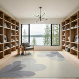 Abstract Grey Petal Layered Area Rug