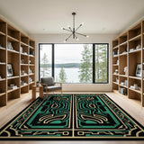 Heritage Tribal Teal Geometric Heritage Tribal Area Rug