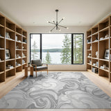 Swirling Grey Abstract Area Rug
