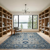 Elegant Blue Persian Floral Area Rug