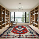 Distressed Red Navajo Southwestern Area Rug