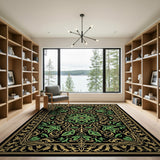 Multi-color and Patterns Ornate Green Floral Persian Area Rug