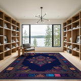 Neon Mandala Boho Chic Area Rug