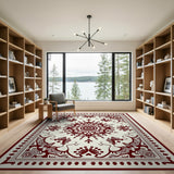 Red Mandala Cream Persian Area Rug